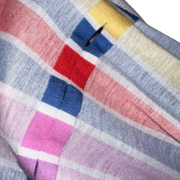 70s JR Dressworks Chevron Stripe Sundress Sweetheart Navy Multi Color Boho - Picture 10 of 11